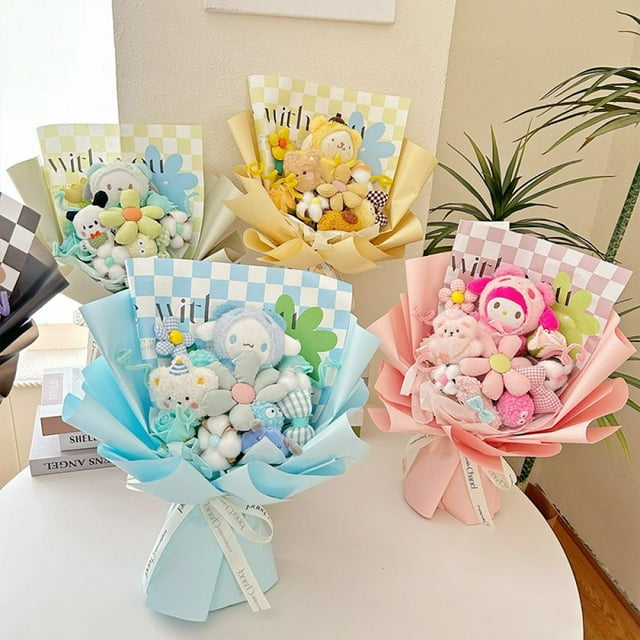 Cute Sanrios My Melody Plush Doll Bouquet Anime Kawaii Kuromi Cinnamoroll Girl Birthday Valentine's Day Festival Girlfriend Gift