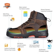 SAFETOE Safety Boots for Men Composite Toe Work Boots Lightweight Cow Leather Puncture Proof Slip On Work Boots Wide Fit