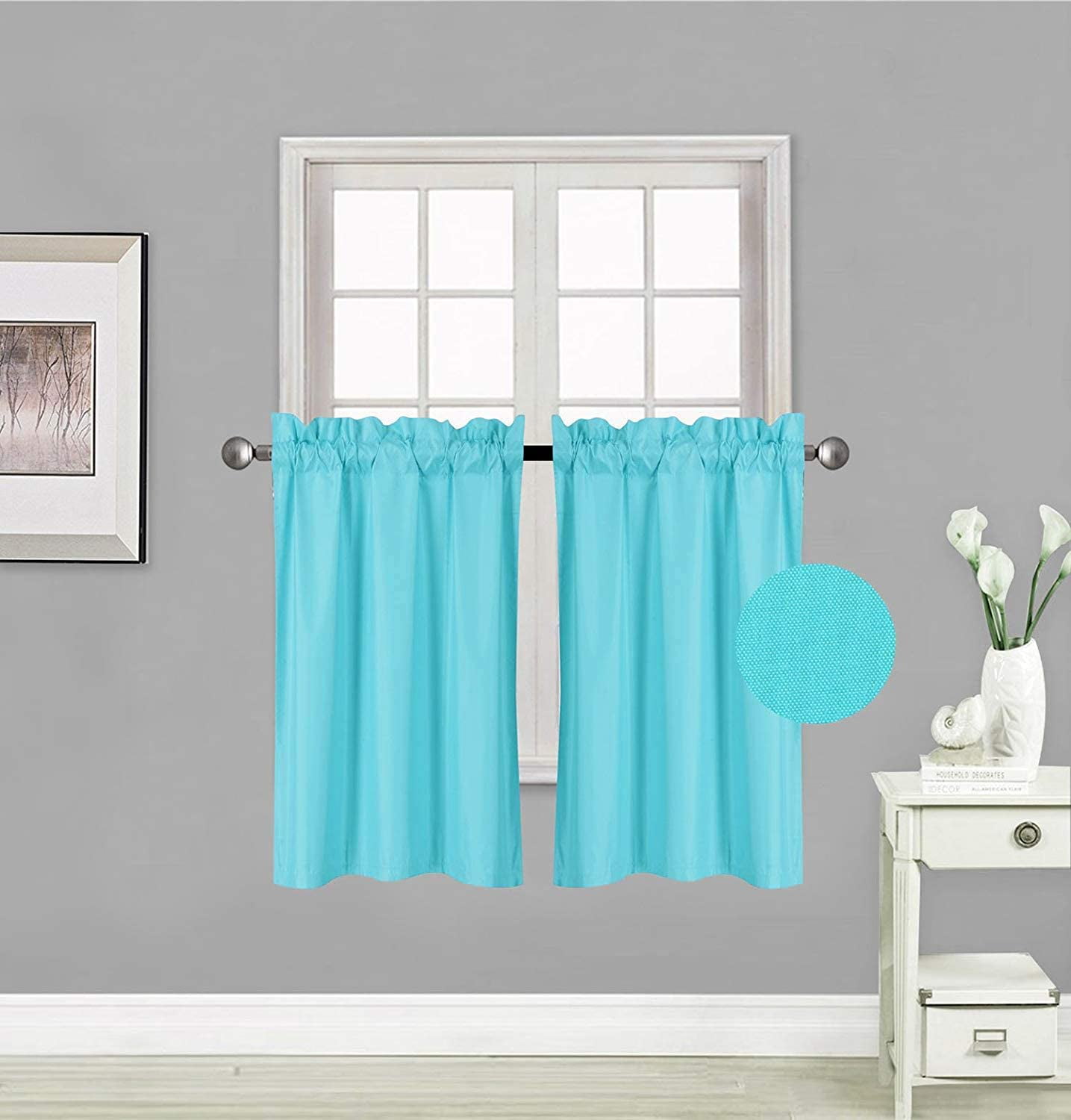 Rooney 2 Panels Thermal Insulated Room Darkining Tiers Curtain with