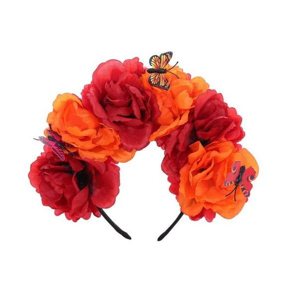 Mexicans Flower Crown Headband Halloween Party Costume Accessory Day of the Dead Headpiece Gothics Hair Accessories