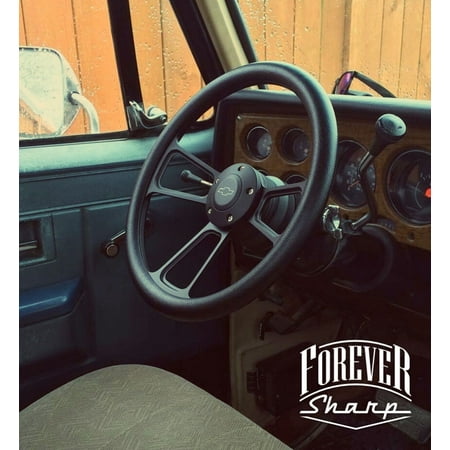 14" Billet Black Muscle Chevy 60-69 Trucks Steering Wheel w/ Chevy Engraved Horn"
