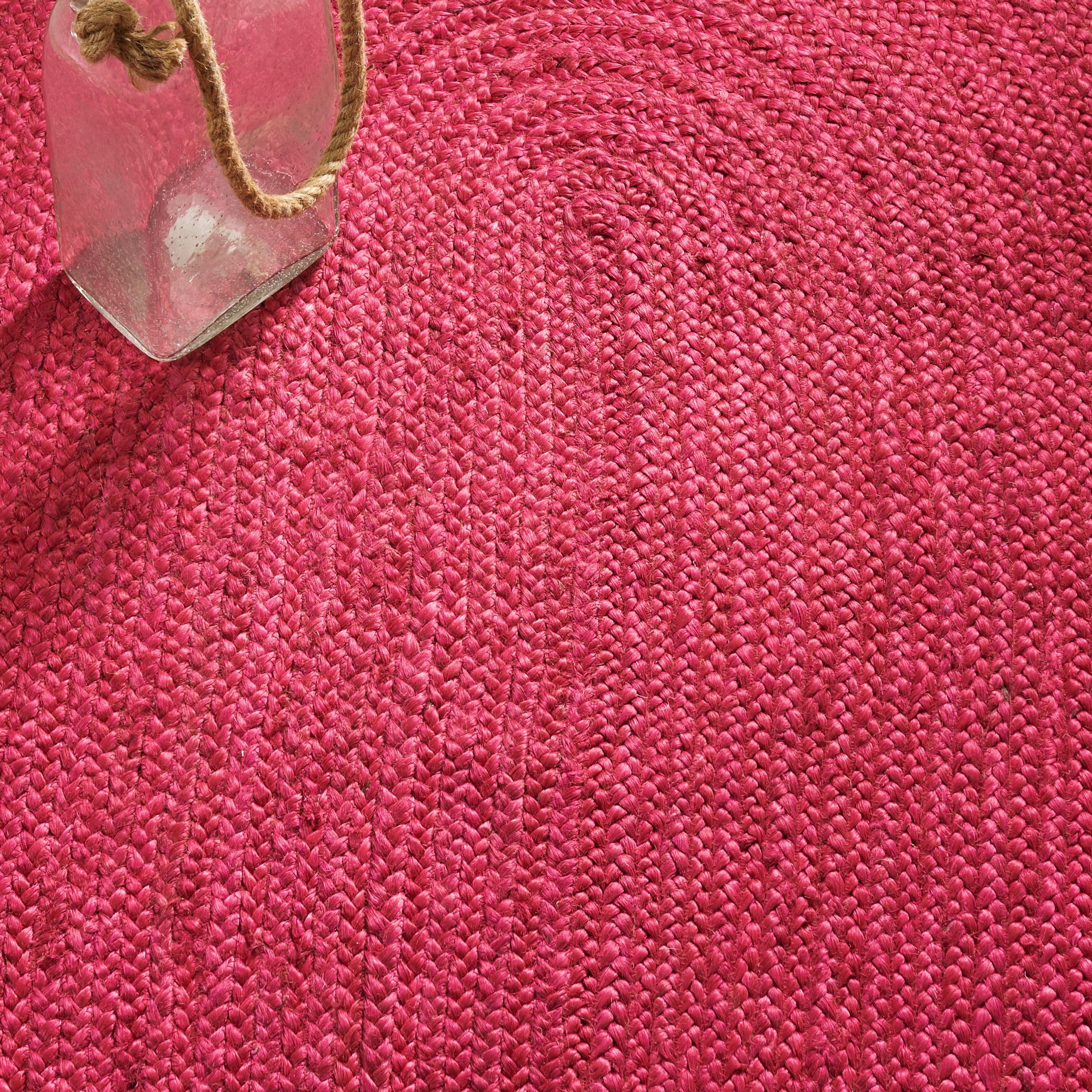 SAFAVIEH Natural Fiber Cebrail Geometric Area Rug, Fuchsia/Natural, 8' x 10' Oval