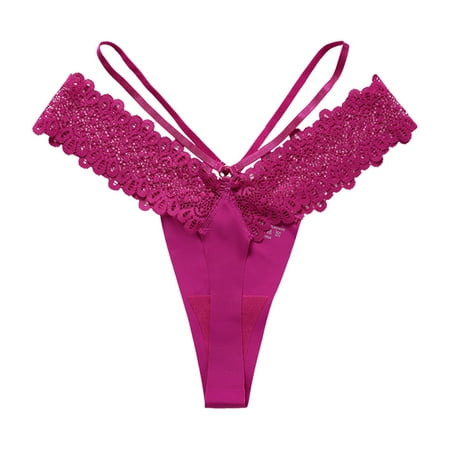 Final Markdown: Women Underwear Pack  Braguitas de Mujer  Women  Sexy Lace Ultra-thin Breathable Bow Thong Panties SOPATENOR Purple XL