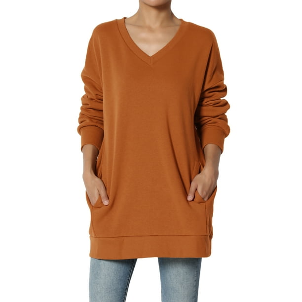 women's oversized v neck sweatshirts