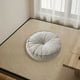 thumbnail image 5 of Cojín redondo de tela gruesa, estilo japonés, de lino, para futón, balcón, ventana, tatami, puf de suelo, cojines de asiento de lino preencogido, 5 of 6