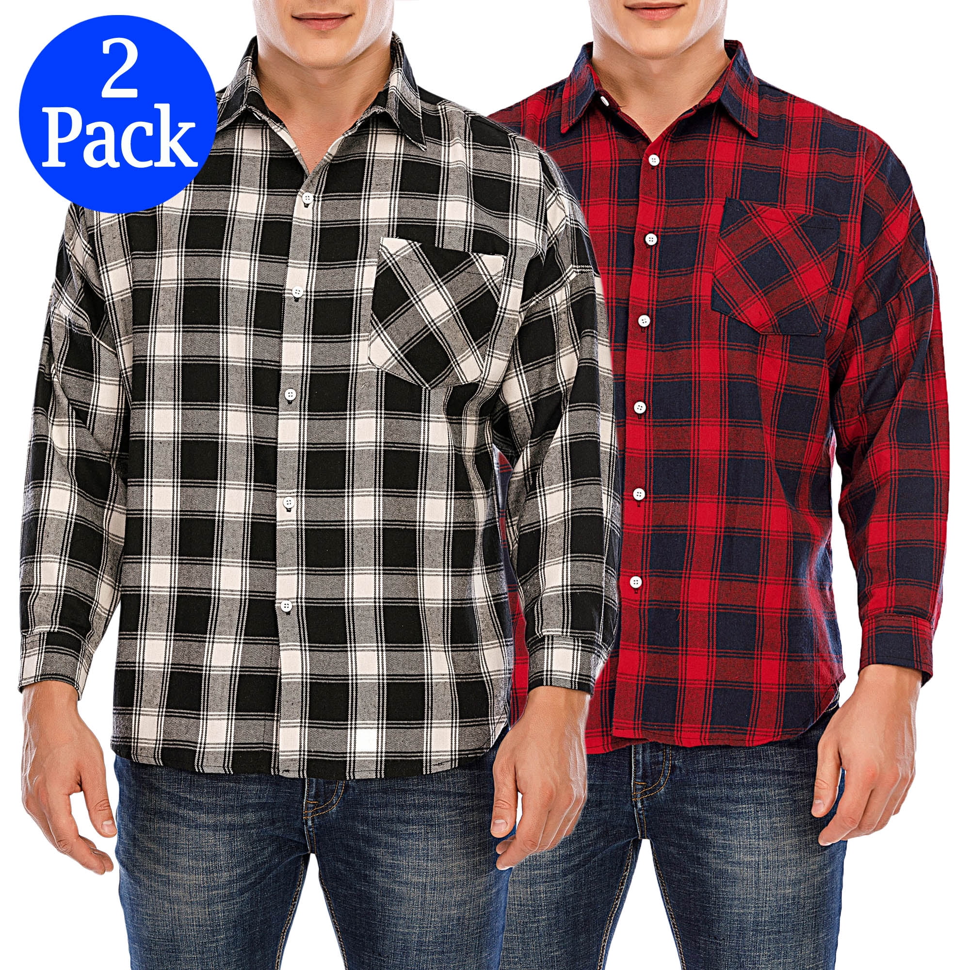 SANGTREE Boys /& Mens Cotton Long Sleeves Button Down Flannel Plaid Checkered Casual Shirt