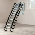 thumbnail image 2 of SHZICMY 12-Step Folding Ladder Wall Mounted Loft Stairs Attic Ladder Telescopic Al-Mg alloy Black White 882lb, 2 of 12
