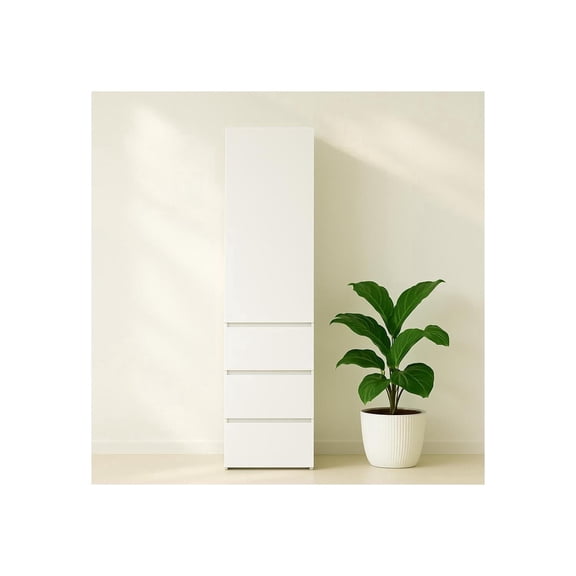 Elise Slim Modular Wood Closet Cabinet with Drawers in White