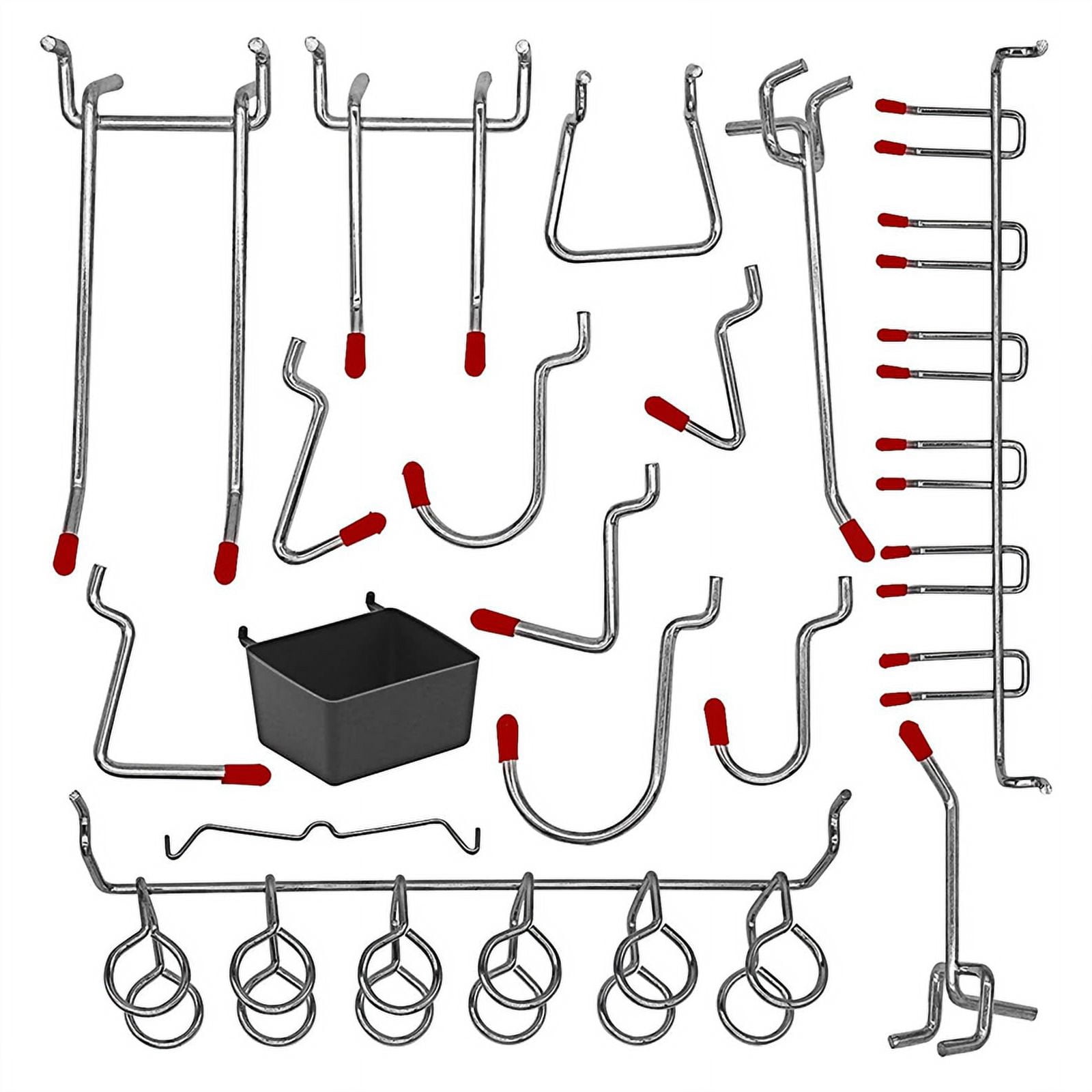 ckepdyeh 114 Pcs Peg Board Hooks Assortment with Metal Hooks Sets, Hole Plate Bins, Peg Locks for Organizing Storage System Tools Hole plate hook