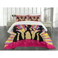 thumbnail image 3 of Ambesonne Party Quilted Bedspread Set 3 Pcs, Disco Dance Funky, King Size, Multicolor, 3 of 5