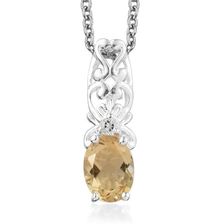 09 Pendants Mini Pendant - Citrine White Topaz 925 Sterling Silver Fashion Chain Pendant Necklace 20