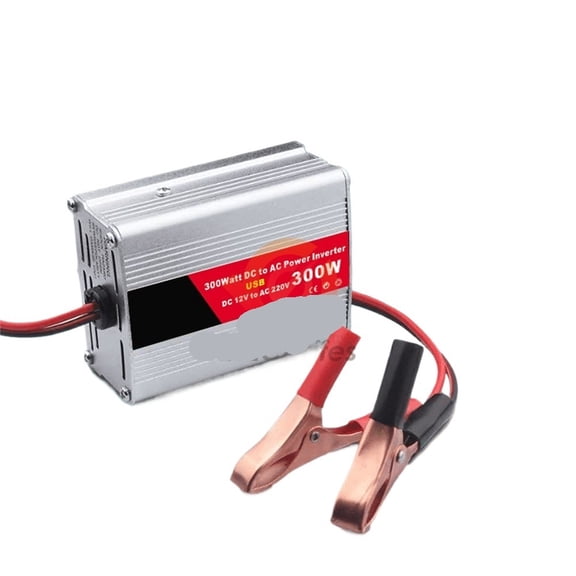 300W Car Power Inverter 12V Converter Adapter DC to AC with Battery Clip For Home Solar Appliances Outdoors ,High-efficiency Conversion