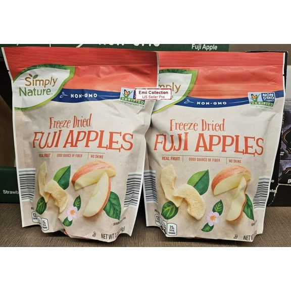 Simply Nature NON-GMO Freeze Dried FUJI Apples 1.2oz 34g (2 Bags)