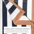 thumbnail image 2 of 100% Cotton Velour Stripe Border Oversized Beach & Pool Towels - 35" x 70", 2 of 6
