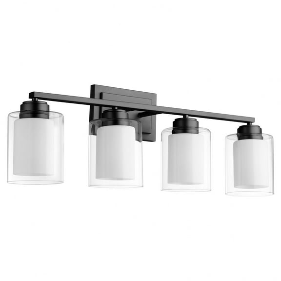 4 - Light Matte Black / Black Transitional Aluminum And Glass Wall Sconce