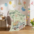 thumbnail image 3 of Throw Blanket Fleece Throw Blanket 50x80in, Easter Day Spring Floral Truck Eggs Leaves Soft Lightweight Bed Blankets Nature Green Plaid Fuzzy Couch Blankets for All Season, 3 of 9