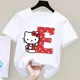 thumbnail image 3 of Camiseta de manga corta de algodón para niños con letras de la A a la Z de Hello Kitty Anime, Sanrio Summer Girly Heart, suave, kawaii, regalo de cumpleaños, camiseta para niños, 3 of 5