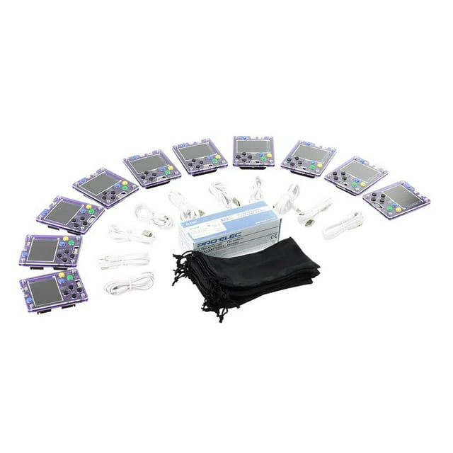 Kitronik Arcade Class Pack – 10 Programmable Gamepads for MakeCode Arcade – Classroom Coding & Game Design Set with USB Cables, Batteries & Reusable Storage Tray
