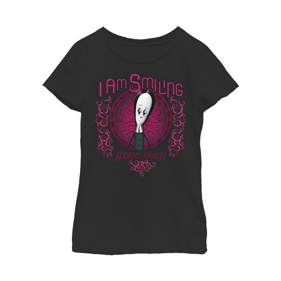 Girl's Addams Family Wednesday I Am Smiling Graphic Tee Black Medium
