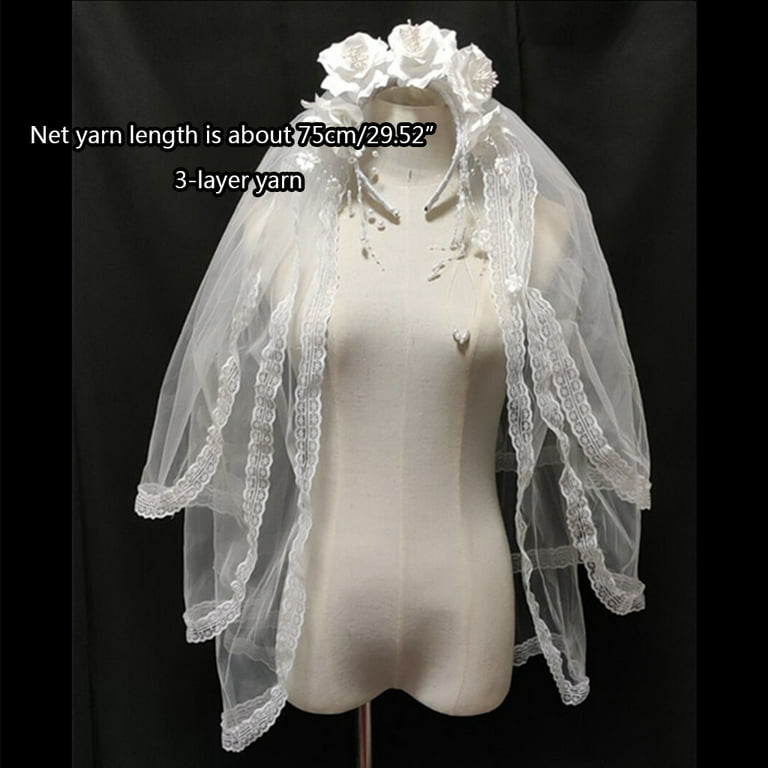 Beyond Masquerade Flower Crown Brides Veil Headband Floral Headpiece Bride Headpiece Cosplay White Veil