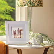 Gallery Solutions 8x8 Wall Mount Tabletop Picture Frame Double Mat for 5x5 - White