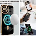 thumbnail image 3 of for iPhone 12 Pro Max Case [Support for Magsafe] Graphic Letter Love Pattern Magnetic Plating Screen Protector Luxury Elegant Case Camera Protector Soft Shockproof Corner Back Cover -Black, 3 of 7
