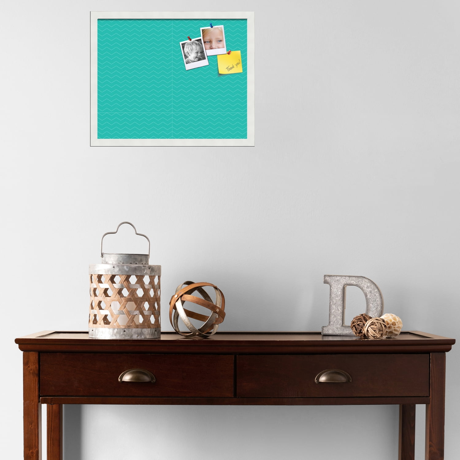 PinPix ArtToFrames 18x14 Custom Cork Bulletin Board    Poster Board Has a Fabric Style Canvas Finish, Framed in Satin White Frame (PinPix-650)