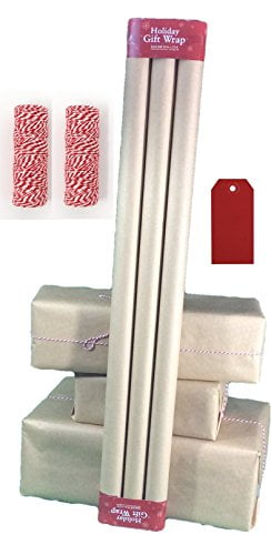 Postal Wrap Brown Kraft Paper 3 Rolls with Bakers Twine