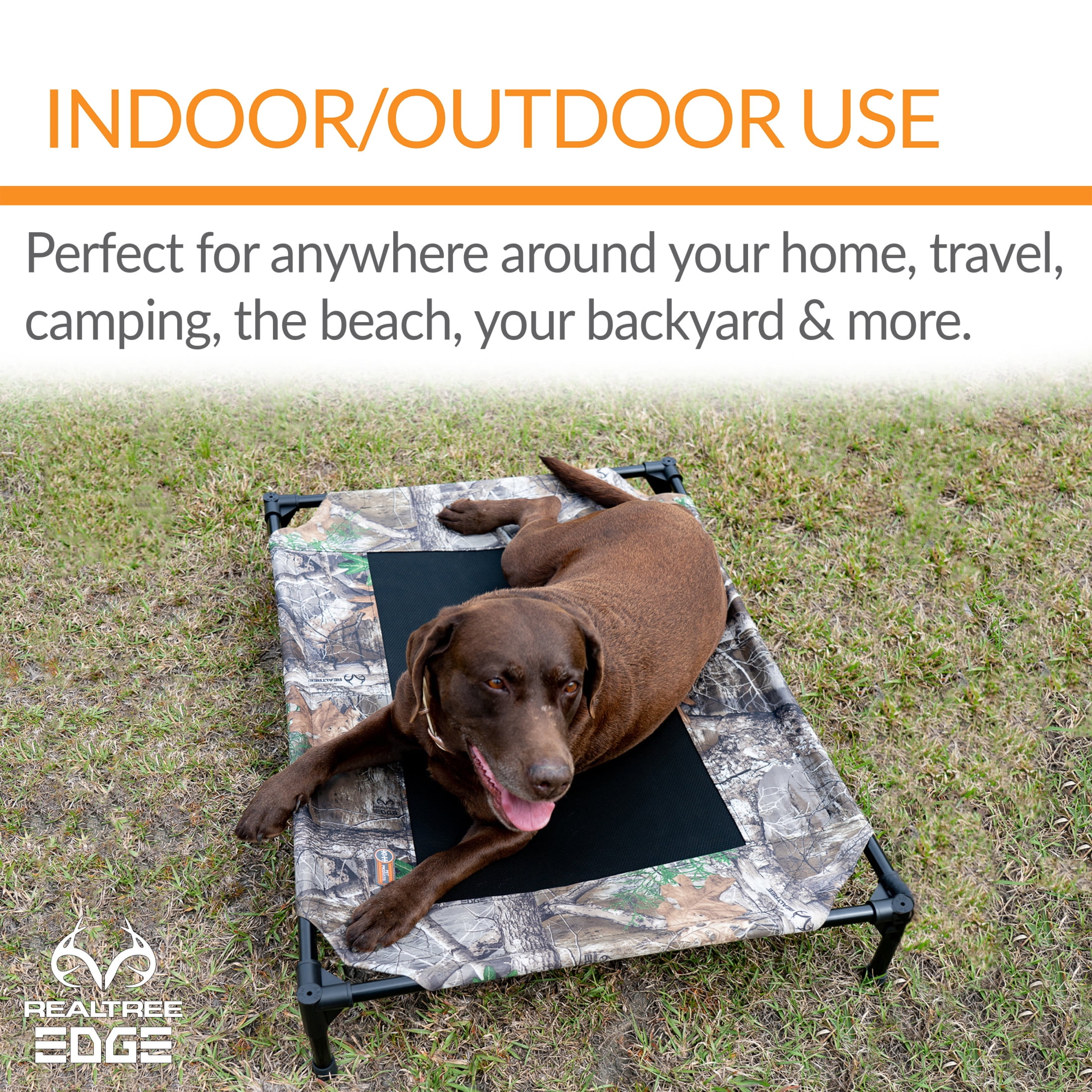 K&H Pet Products Original Pet Cot Elevated Dog Bed Camo/Black Mesh Large 42 X 30 X 7 Inches