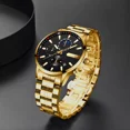 thumbnail image 3 of Relojes de cuarzo impermeables Nibosi 2501 para hombre, color de fondo dorado/negro, 3 of 8
