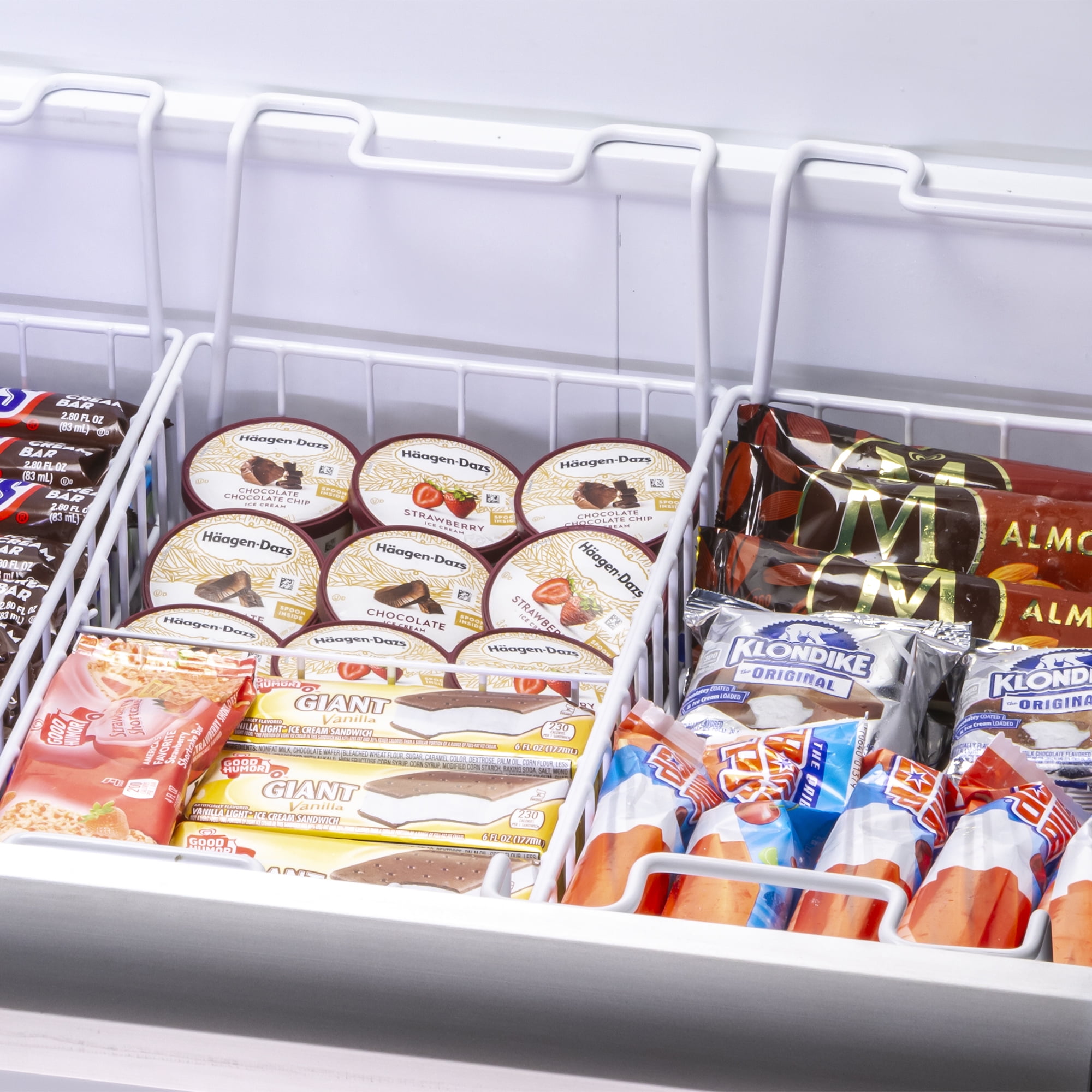 Maxx Cold Curved Glass Top Chest Freezer Display, 63.4"W, 12.36 cu. ft. Storage Capacity, Equipped with (7) Wire Baskets, in White (MXF64CHC-7)