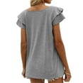 thumbnail image 6 of Spencer Women's Summer Tops V Neck Ruffle Short Sleeve Tunic Top Casual Flowy Blouse Shirts, 6 of 6