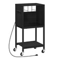 thumbnail image 6 of RECORD PLAYER STAND WITH CHARGING STATION TURNTABLE STAND WITH LOCKER 3 TIER END TABLE Holds up to 40 albums Vinyl record stand Living room Black, 6 of 6