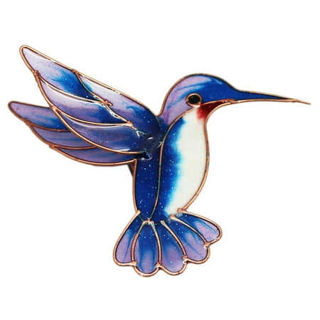 Lavender Blue Fade Colored Stained Glass Hummingbird Magnet