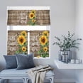 thumbnail image 6 of 3 Piece Kitchen Curtains and Valances Set Sunflower Brown Cafe Curtains 36 Inch Length Farmhouse Bee Country Wooden Grain Valance & Tier Curtain for Living Room Bedroom Small Window 54"x18"+27"x36"*2, 6 of 6