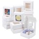 thumbnail image 1 of 36 cajas cuadradas de papel con ventana transparente, 7,6 x 7,6 x 3 cm, caja de regalo plegable de papel blanco., 1 of 9
