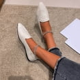 thumbnail image 2 of B91xZ Chaussures Plates à Bout Pointu pour Femmes, Confort Printemps Été, Blanc 6, 2 of 5