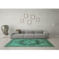 thumbnail image 3 of Ahgly Company Machine Washable Indoor Square Oriental Turquoise Blue Industrial Area Rugs, 3' Square, 3 of 4