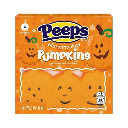 Peeps Marshmallow Pumpkins, Trick or Treat Candy, Pack of 3, 6 Count per Pack