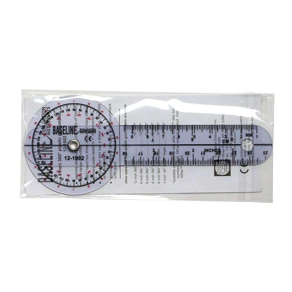 Baseline 360 Degree Clear Plastic Goniometer Inches, Each Each  12-1002