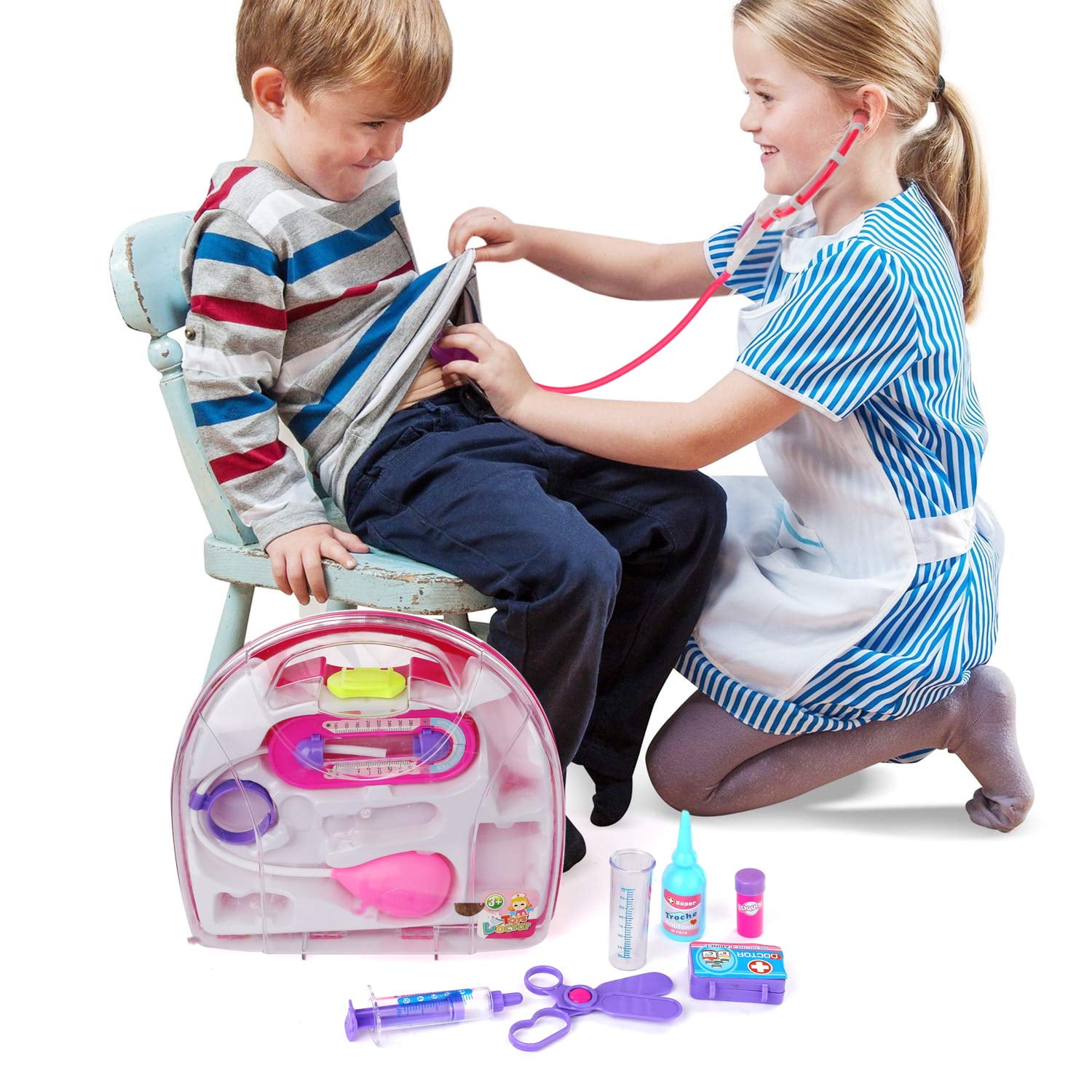 13Pcs Kids Childrens Doctor Nurse Role Play Toys Medical Set Kit Carry Case S166 
