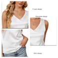 thumbnail image 3 of Camiseta sin mangas de satén con cuello en V para mujer, elegante, cómoda y transpirable, camiseta sin mangas de satén para citas diarias, 3 of 6