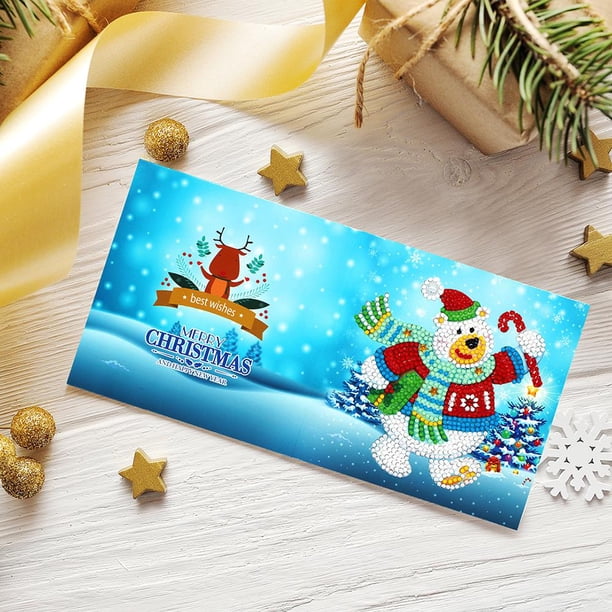 AVZYARDY 6/12 Piezas 5D Pintura De Diamante Juego De Tarjetas De Navidad DIY Pintura De Diamantes De Imitación Tarjetas De Felicitación Kits De Arte