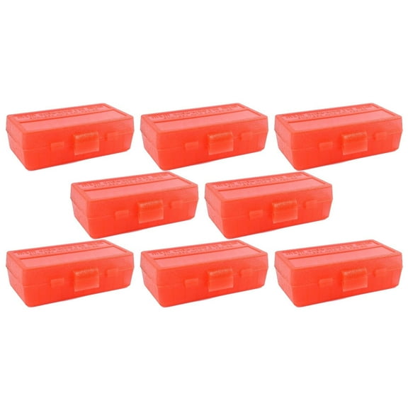MTM 50 Round Flip-Top 380/9MM Cal Ammo Box - Clear Red (8 Pack)