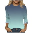 thumbnail image 2 of FNFYFH Womens Plus Size 3/4 Sleeve Tops Gradient Crew Neck T-shirt Loose Fit Summer Tee Tunic Top, 2 of 7