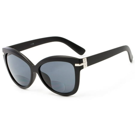 Sunglass Aluminum Black Frame - Readers.com The Ophelia Bifocal Sun Reader Thick-Framed Oversized Reading Sunglass with Bifocals