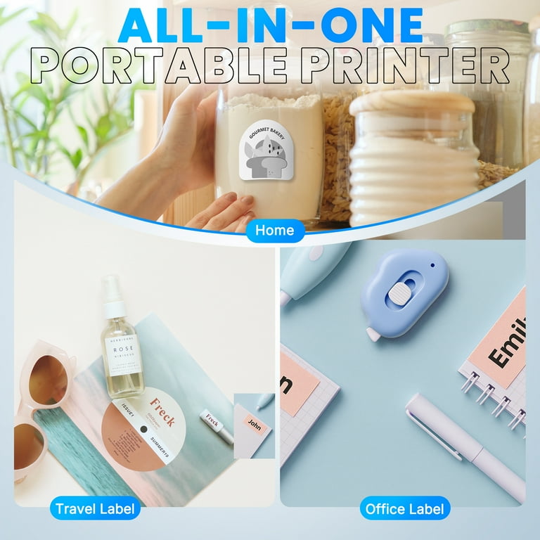 Label Maker Machine with Tape,Bluetooth Label Maker,Wide Waterproof Label Thermal Label Printer for Small Business,Address, Logo, Retail, Blue
