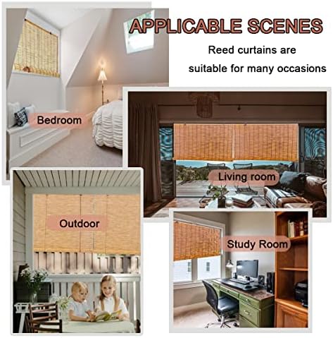 Outdoor Bamboo Shades for Patio Bamboo Roll up Blinds Curtains for Windows Waterproof, Porch Bamboo Rolling Curtains Breathable Corded Roller Shades$$Home Decor, Kitchen, & Other
