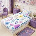 thumbnail image 5 of Manfei Botanical Flower Butterfly Twin Sheets 3pcs,Spring Garden Bedding,1 Flat Sheet,1 Fitted Sheet and 1 Pillowcase, 5 of 6
