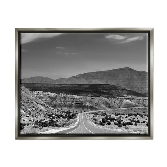 Stupell Industries Desert Canyon Road Landscape Photography Gray Floater Framed Canvas Art Print Wall Art, 21 x 17